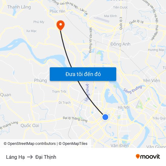 Láng Hạ to Đại Thịnh map