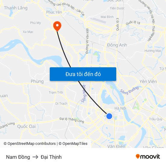 Nam Đồng to Đại Thịnh map