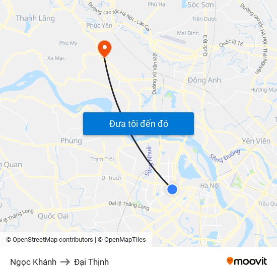 Ngọc Khánh to Đại Thịnh map