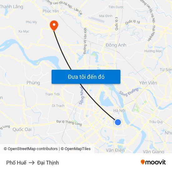 Phố Huế to Đại Thịnh map