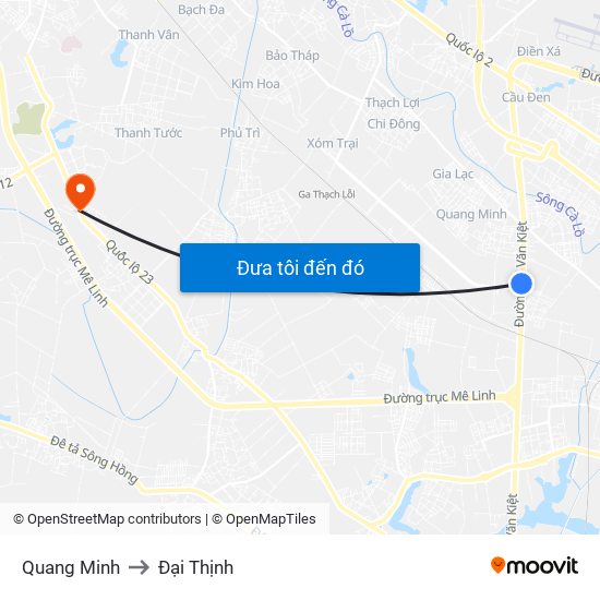 Quang Minh to Đại Thịnh map