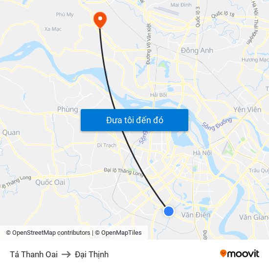 Tả Thanh Oai to Đại Thịnh map