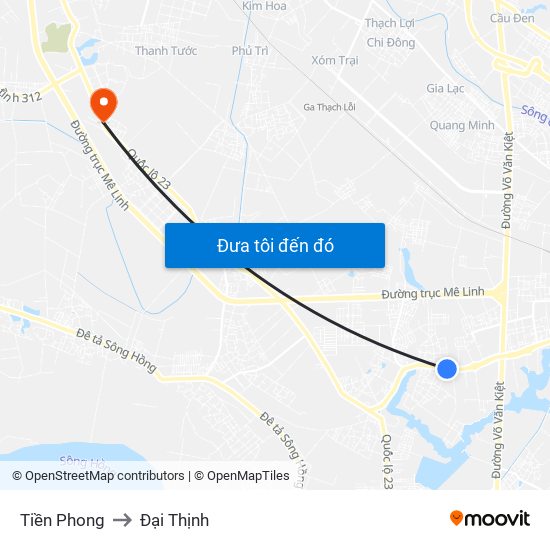 Tiền Phong to Đại Thịnh map