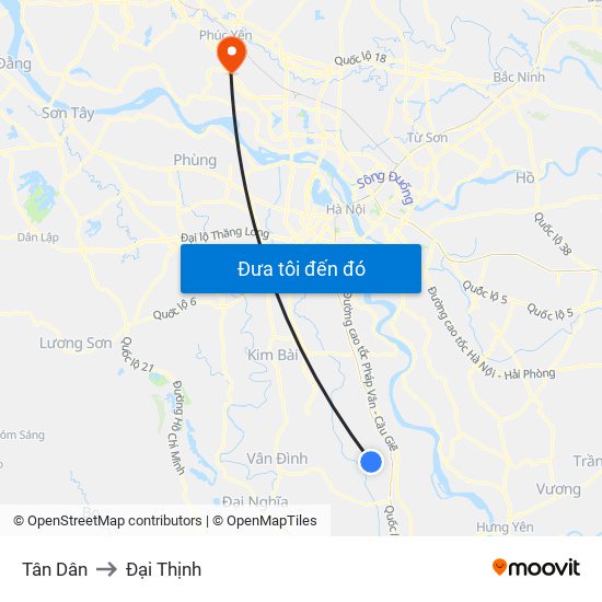 Tân Dân to Đại Thịnh map