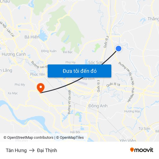 Tân Hưng to Đại Thịnh map