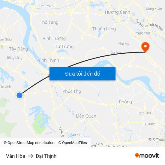 Vân Hòa to Đại Thịnh map