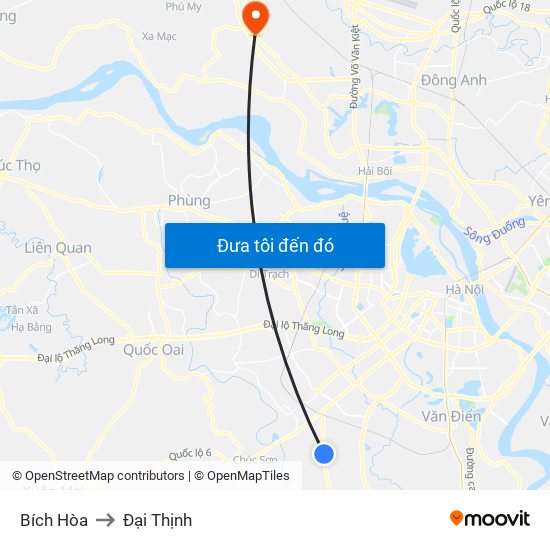 Bích Hòa to Đại Thịnh map