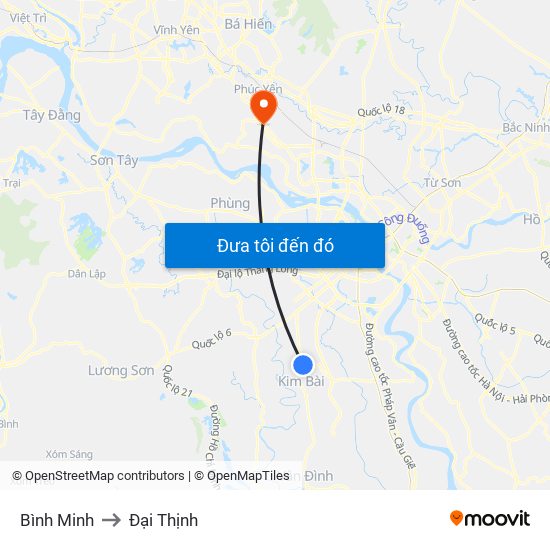 Bình Minh to Đại Thịnh map