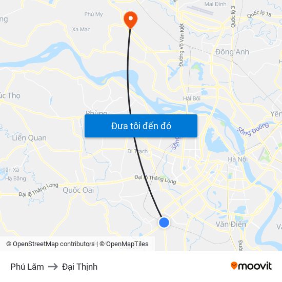 Phú Lãm to Đại Thịnh map