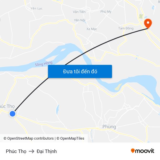 Phúc Thọ to Đại Thịnh map