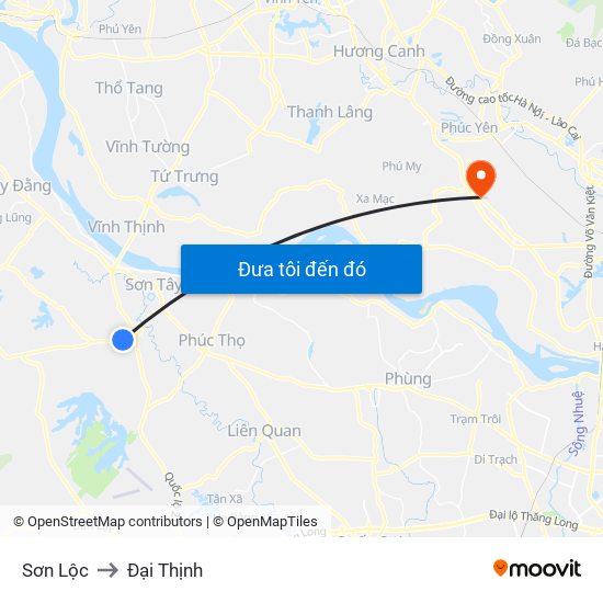 Sơn Lộc to Đại Thịnh map