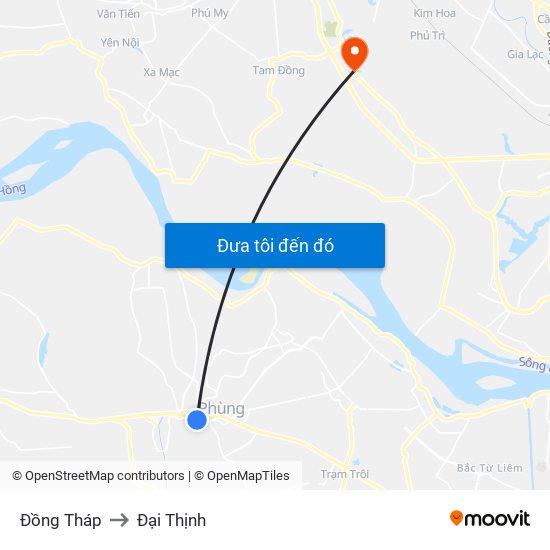 Đồng Tháp to Đại Thịnh map