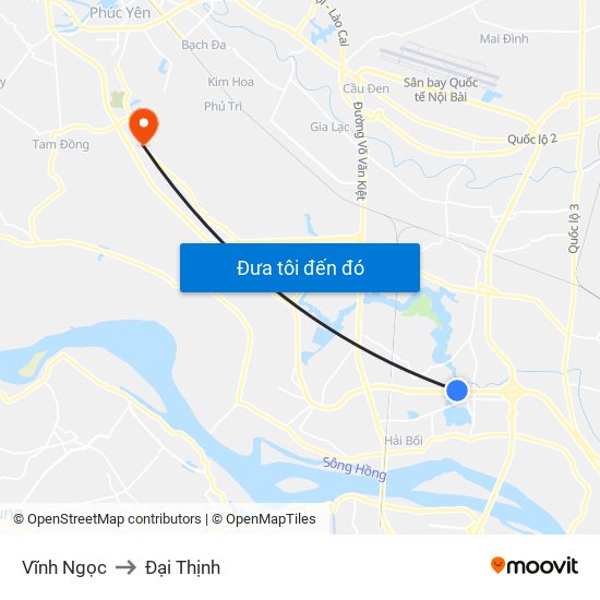 Vĩnh Ngọc to Đại Thịnh map