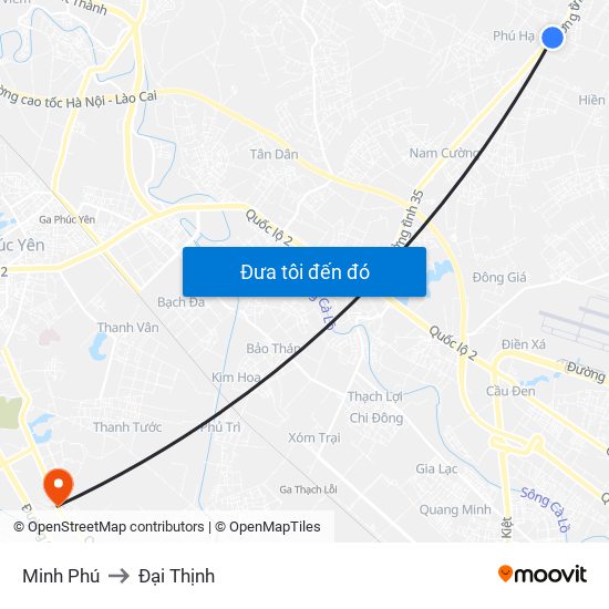 Minh Phú to Đại Thịnh map
