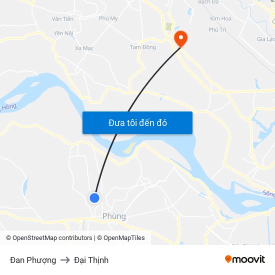 Đan Phượng to Đại Thịnh map