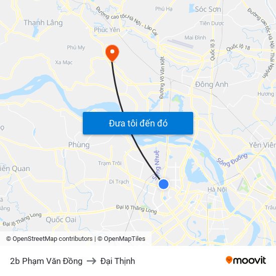 2b Phạm Văn Đồng to Đại Thịnh map