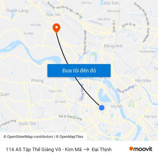 116 A5 Tập Thể Giảng Võ - Kim Mã to Đại Thịnh map