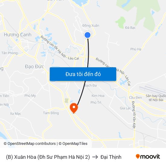 (B) Xuân Hòa (Đh Sư Phạm Hà Nội 2) to Đại Thịnh map