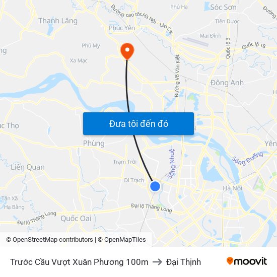 Trước Cầu Vượt Xuân Phương 100m to Đại Thịnh map