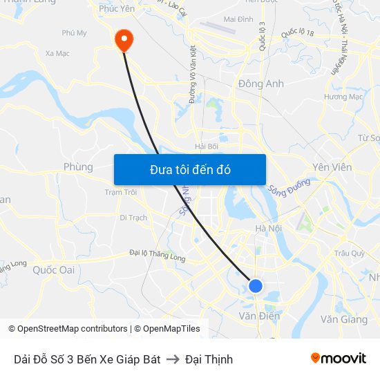 Dải Đỗ Số 3 Bến Xe Giáp Bát to Đại Thịnh map