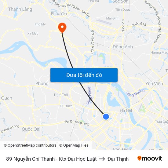 89 Nguyễn Chí Thanh - Ktx Đại Học Luật to Đại Thịnh map