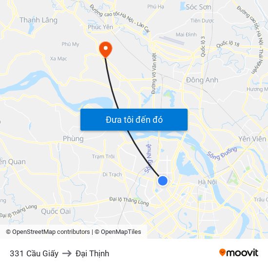331 Cầu Giấy to Đại Thịnh map