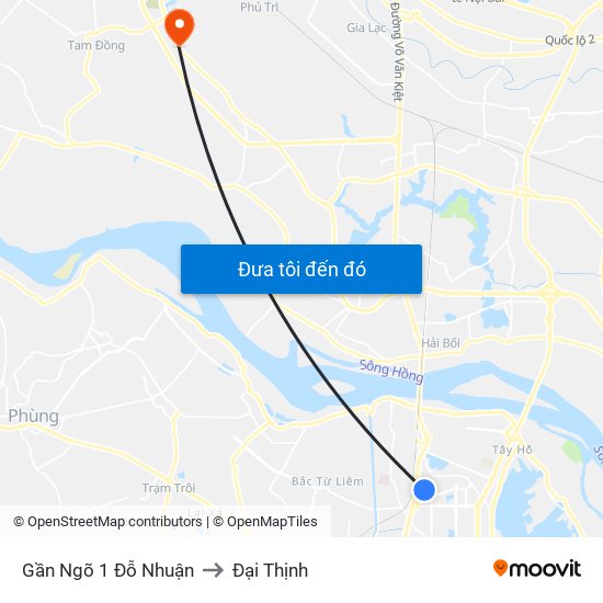 Gần Ngõ 1 Đỗ Nhuận to Đại Thịnh map