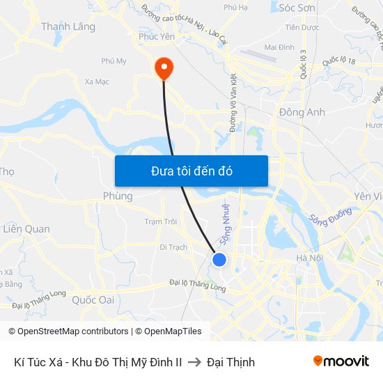 Kí Túc Xá - Khu Đô Thị Mỹ Đình II to Đại Thịnh map