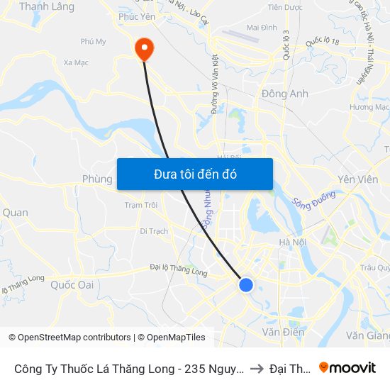 Công Ty Thuốc Lá Thăng Long - 235 Nguyễn Trãi to Đại Thịnh map