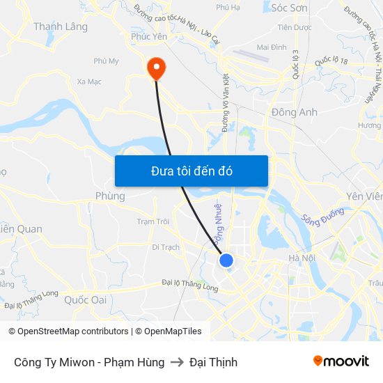 Công Ty Miwon - Phạm Hùng to Đại Thịnh map