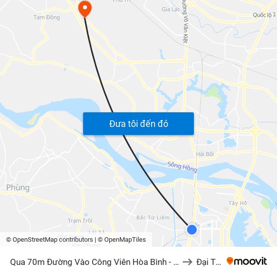 Qua 70m Đường Vào Công Viên Hòa Bình - Phạm Văn Đồng to Đại Thịnh map