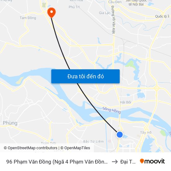 96 Phạm Văn Đồng (Ngã 4 Phạm Văn Đồng - Xuân Đỉnh) to Đại Thịnh map