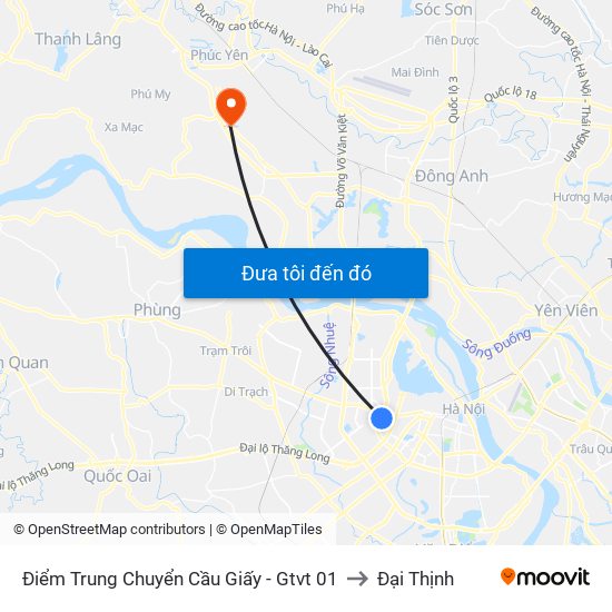 Điểm Trung Chuyển Cầu Giấy - Gtvt 01 to Đại Thịnh map