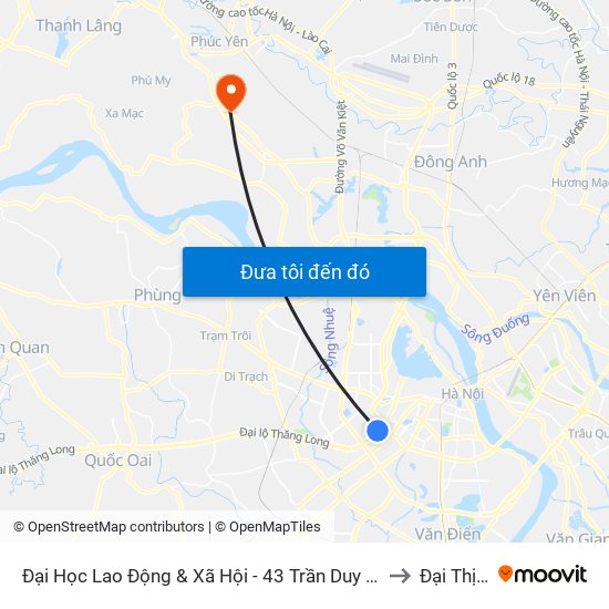 Đại Học Lao Động & Xã Hội - 43 Trần Duy Hưng to Đại Thịnh map