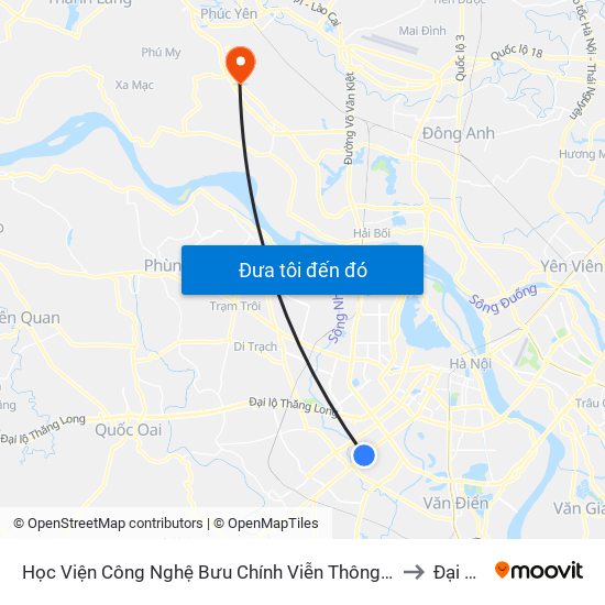 Học Viện Công Nghệ Bưu Chính Viễn Thông - Trần Phú (Hà Đông) to Đại Thịnh map