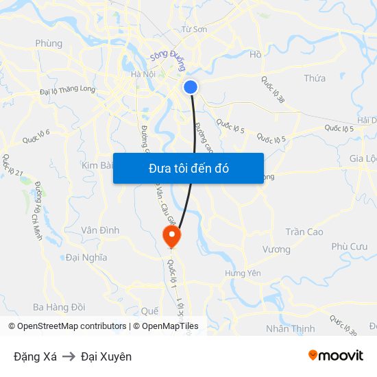 Đặng Xá to Đại Xuyên map