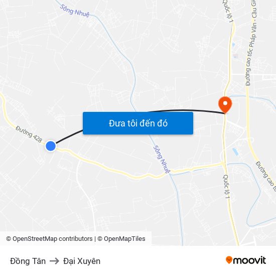 Đồng Tân to Đại Xuyên map