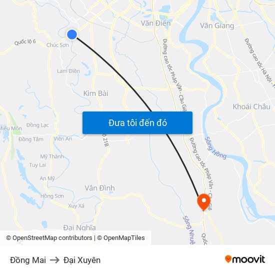 Đồng Mai to Đại Xuyên map