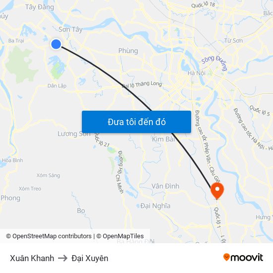 Xuân Khanh to Đại Xuyên map