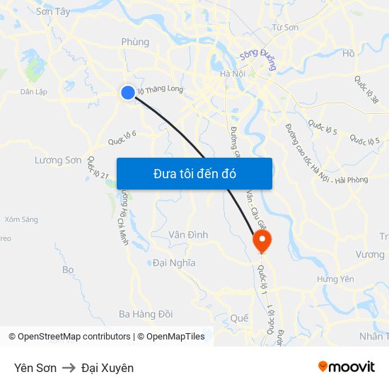 Yên Sơn to Đại Xuyên map