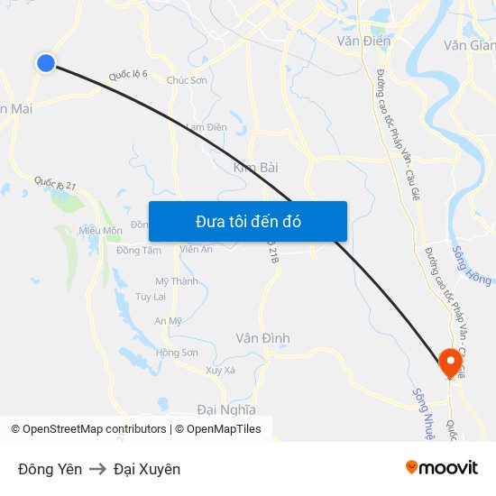 Đông Yên to Đại Xuyên map