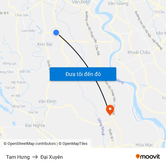 Tam Hưng to Đại Xuyên map