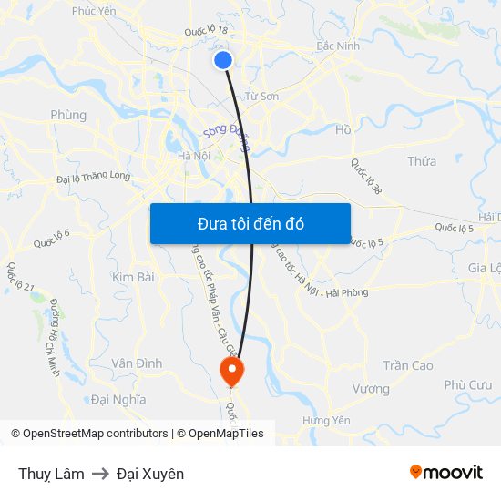 Thuỵ Lâm to Đại Xuyên map