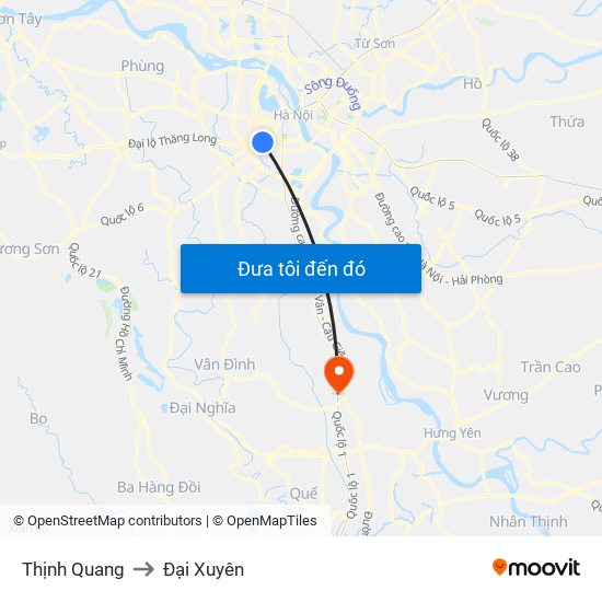 Thịnh Quang to Đại Xuyên map