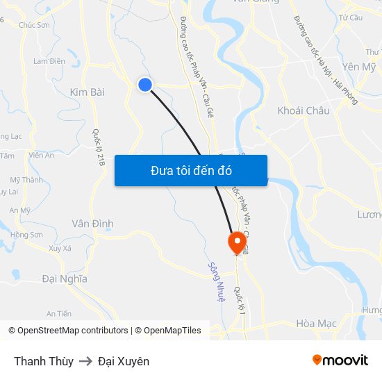 Thanh Thùy to Đại Xuyên map