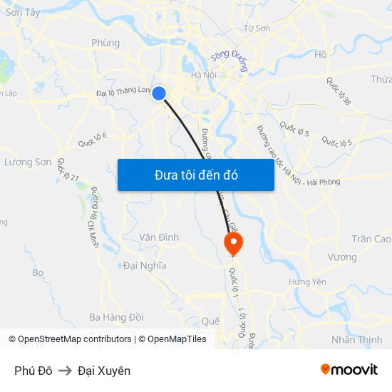 Phú Đô to Đại Xuyên map