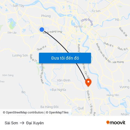 Sài Sơn to Đại Xuyên map