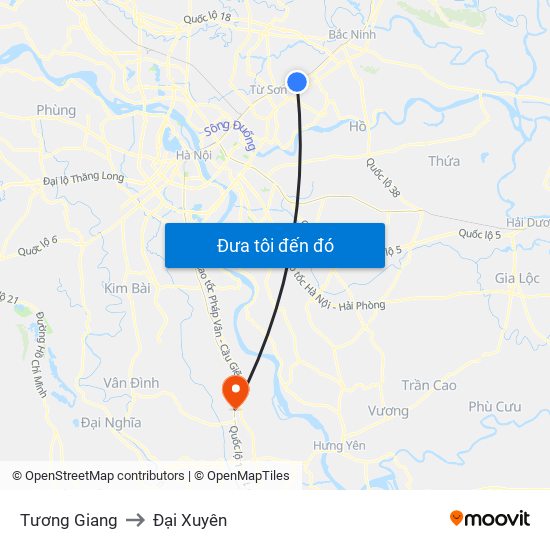 Tương Giang to Đại Xuyên map