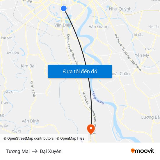 Tương Mai to Đại Xuyên map