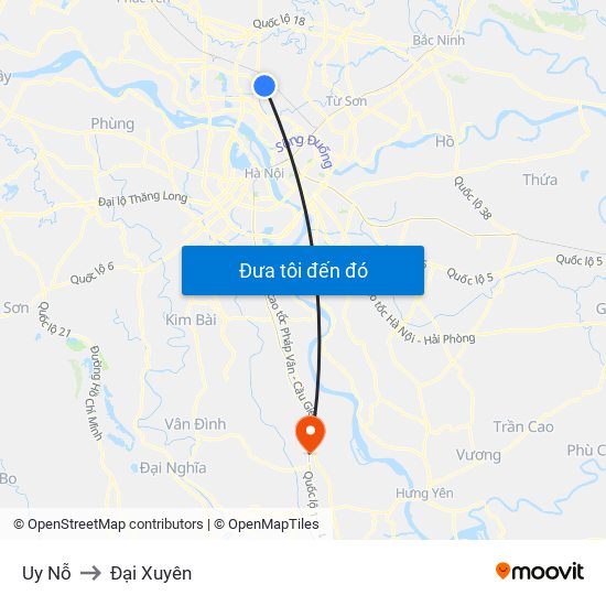 Uy Nỗ to Đại Xuyên map